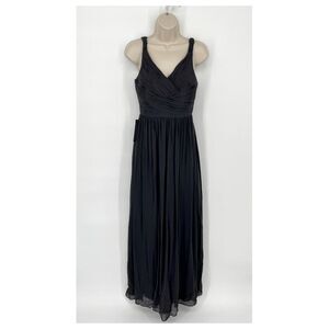 Ann Taylor Women's NEW Silk Wrapped Sleeveless Gathered Maxi Dress Size 0 Black